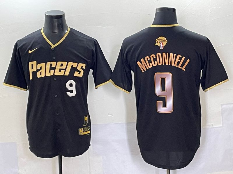 Men 2025 Indiana Pacers 9 Mcconnell Black Joint Name NBA Jersey style 22